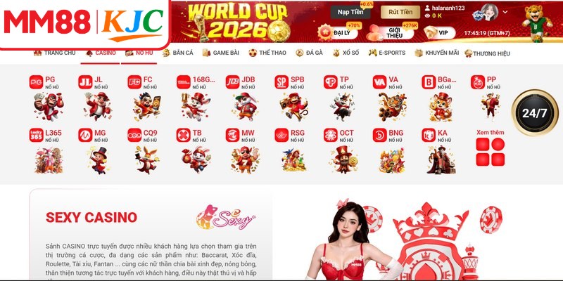 Các sảnh cung cấp dịch vụ liên kết Casino MM88 uy tín