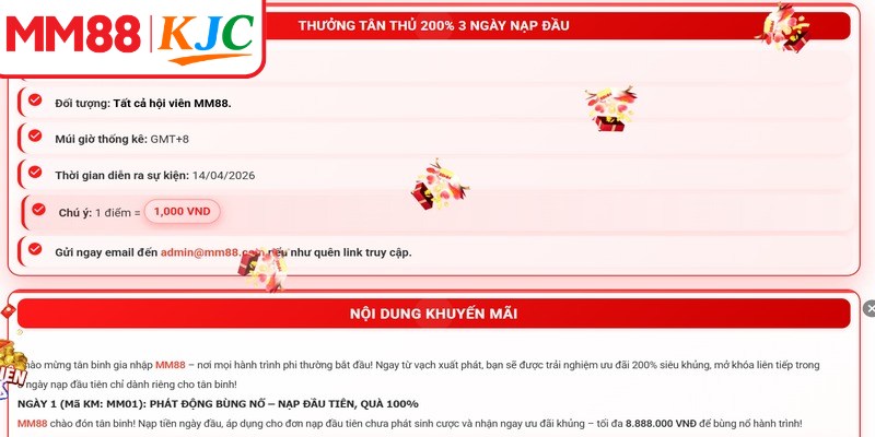 Chương trình khuyến mãi hấp dẫn dành cho người mới tham gia MM88